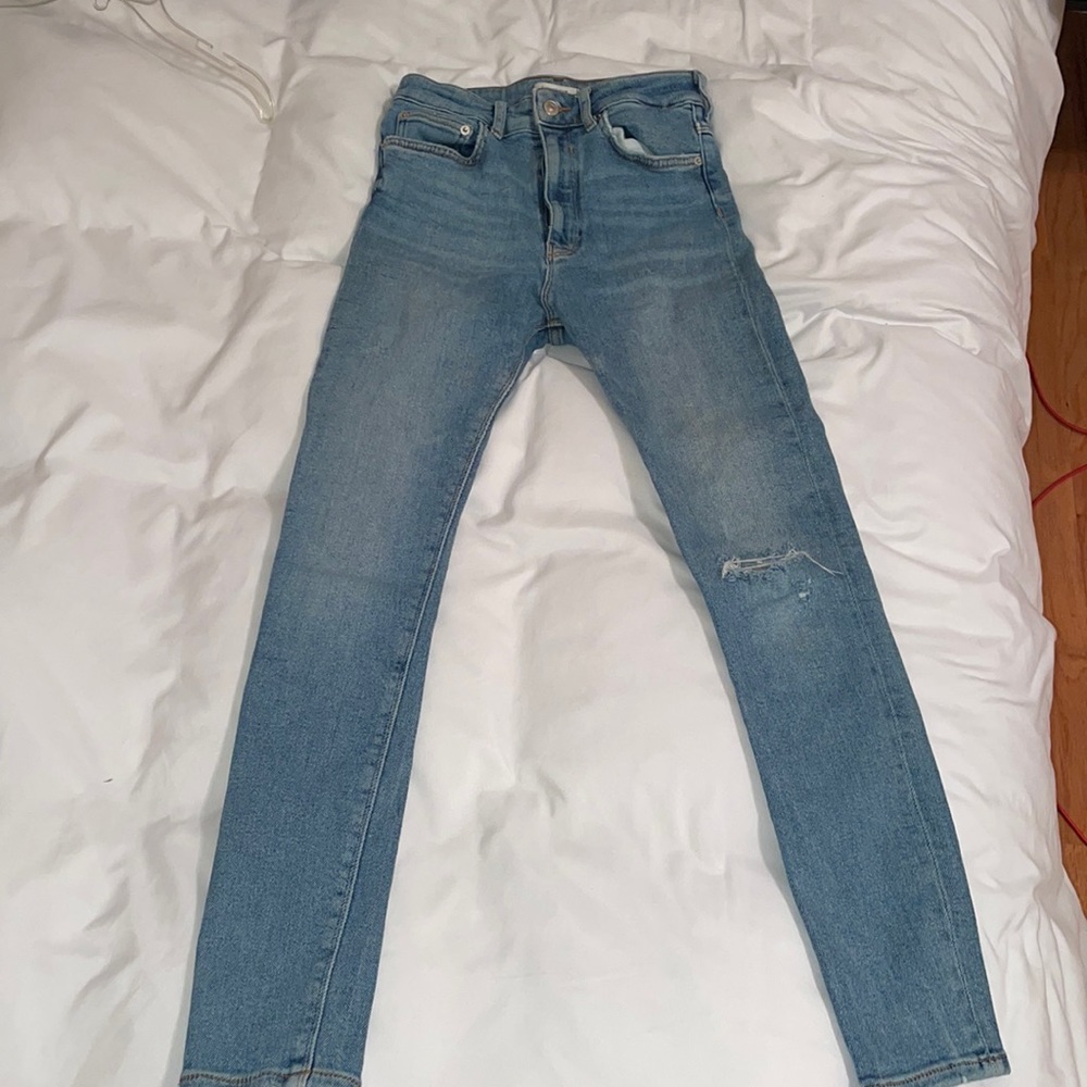 Zara premium high waisted skinny blue jeans